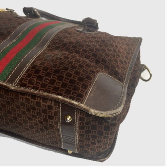 Vintage ✨Gucci✨ Brown Suede Logo Ophidia Shopper Tote - Picture 9 of 9